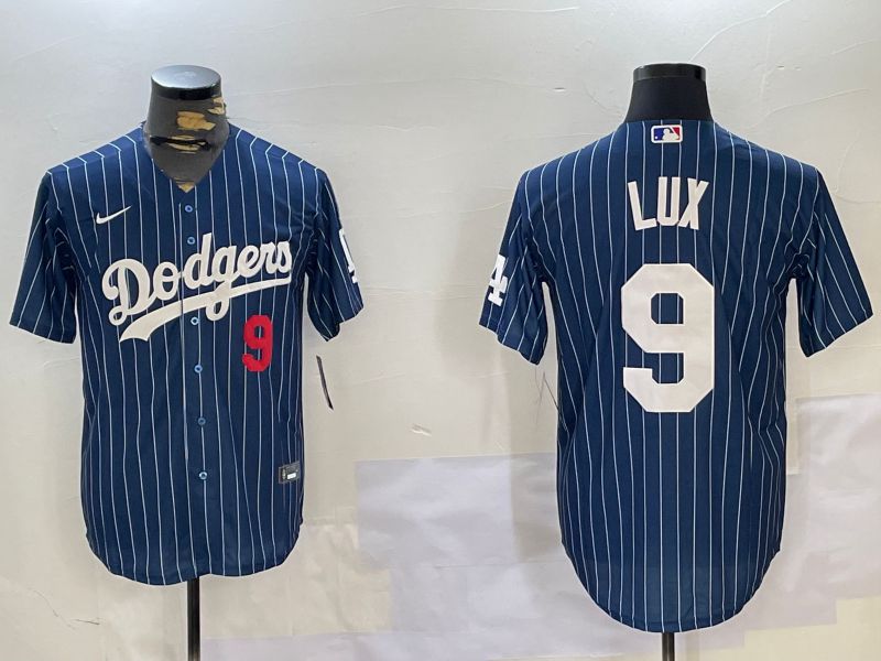 Men Los Angeles Dodgers #9 Lux Blue Stripe Game 2024 Nike MLB Jersey style 1120
